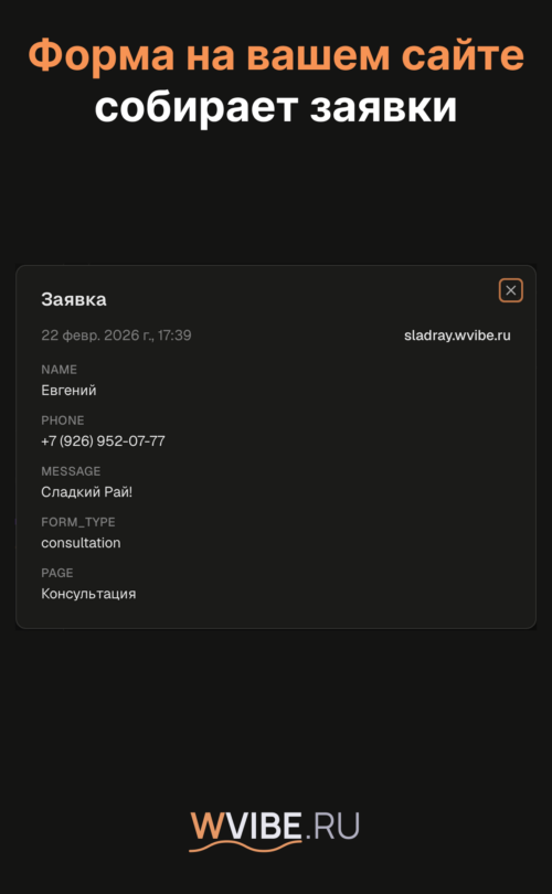 Изображение галереи WVibe.ru: сайт за 5 минут