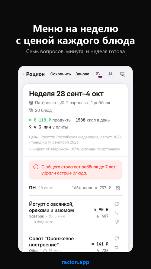 Изображение галереи Рацион
